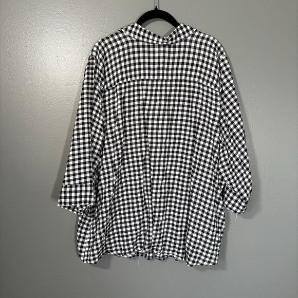Croft & Barrow Black & White Gingham Button Up Top - Size 3X - Women's Plus Size - Picture 6 of 6